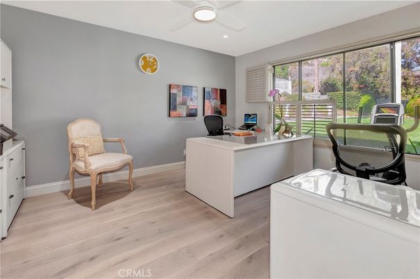 Home Office, Interior, Recessed Lighting, Wood Texture Flooring