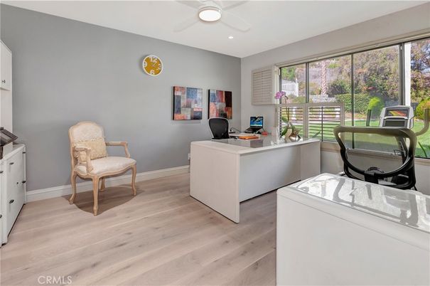 Home Office, Interior, Recessed Lighting, Wood Texture Flooring