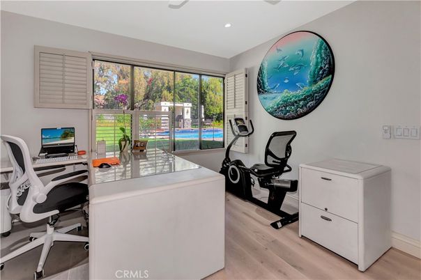 Home Office, Interior, Recessed Lighting, Wood Texture Flooring