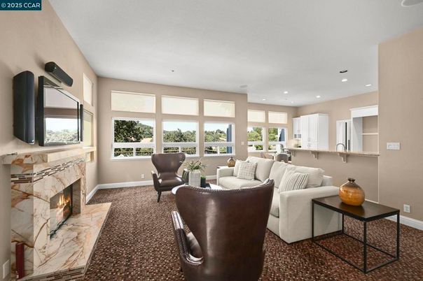 Fireplace, Interior, Living room, Recessed Lighting