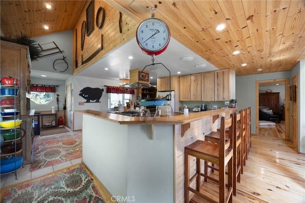 Interior, Kitchen, Recessed Lighting, Wooden Ceilings, Wood Texture Flooring