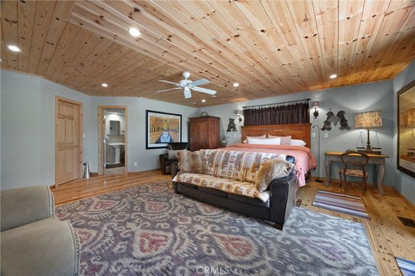Bedroom, Interior, Recessed Lighting, Wooden Ceilings, Wood Texture Flooring
