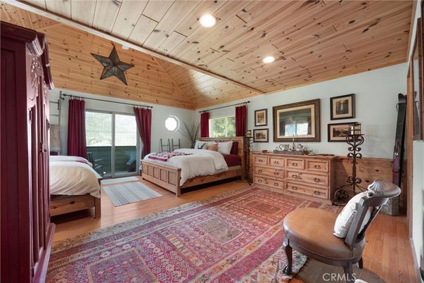 Bedroom, Interior, Recessed Lighting, Wooden Ceilings, Wood Texture Flooring