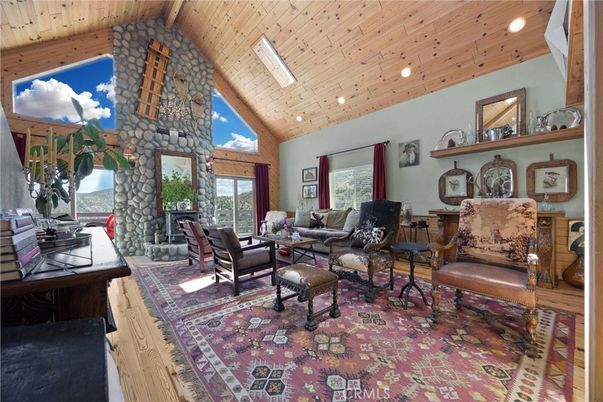 Fireplace, Interior, Living room, Recessed Lighting, Wooden Ceilings, Wood Texture Flooring