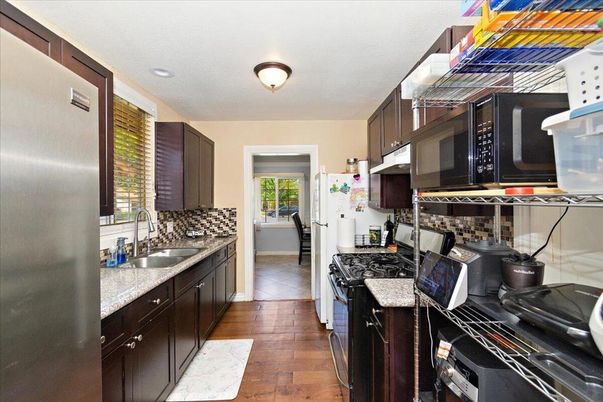 Interior, Kitchen, Recessed Lighting, Wood Texture Flooring