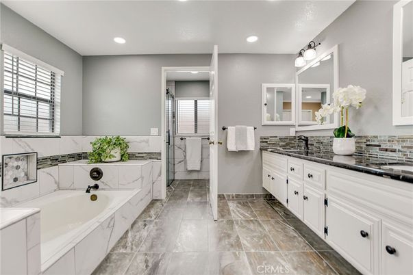 Bathroom, Dual Sink Vanities, Glass Shower, Interior, Recessed Lighting