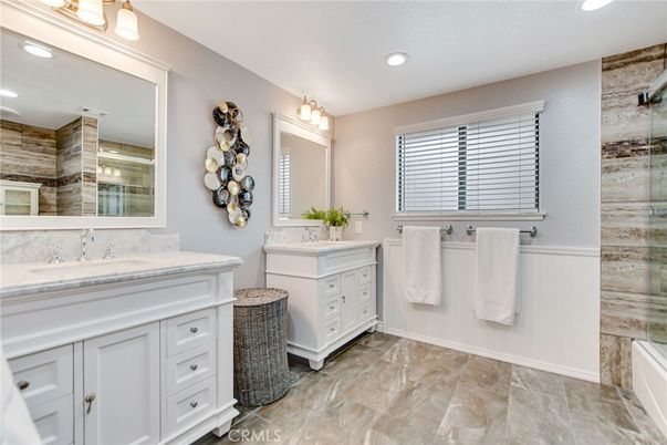 Bathroom, Dual Sink Vanities, Glass Shower, Interior, Recessed Lighting