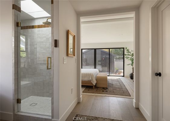 Bathroom, Bedroom, Glass Shower, Interior, Wood Texture Flooring