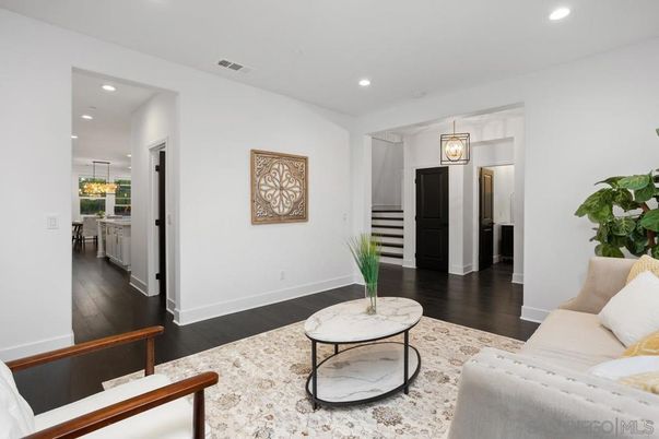 Interior, Living room, Pendant Lights, Recessed Lighting, Wood Texture Flooring