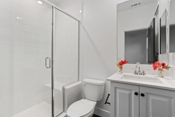 Bathroom, Glass Shower, Interior, Recessed Lighting