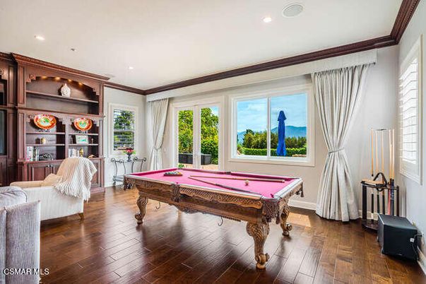 Billiard Table, Game Room, Interior, Recessed Lighting, Wood Texture Flooring