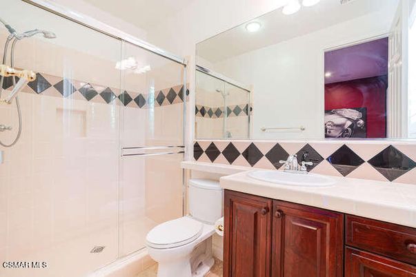 Bathroom, Glass Shower, Interior, Recessed Lighting, Tile Countertops