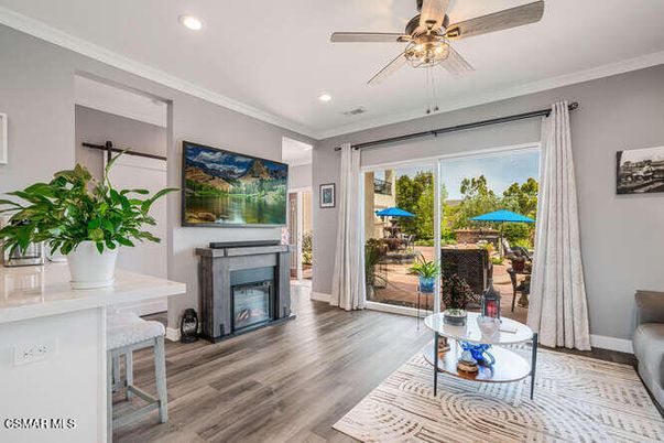 Fireplace, Interior, Recessed Lighting, Wood Texture Flooring