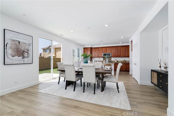 Dining room, Interior, Kitchen, Recessed Lighting, Wood Texture Flooring