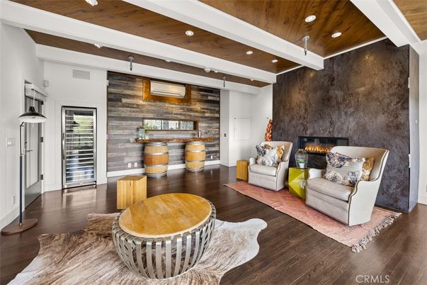Fireplace, Interior, Living room, Recessed Lighting, Wooden Ceilings, Wood Texture Flooring, Wooden Walls