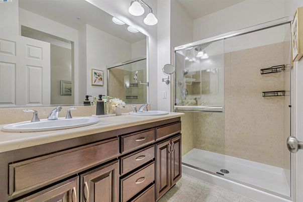 Bathroom, Dual Sink Vanities, Glass Shower, Interior