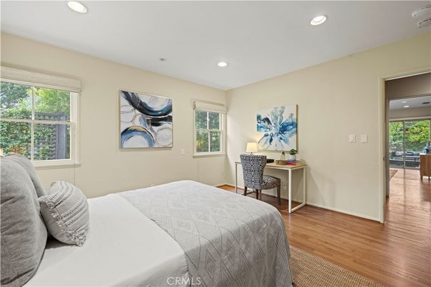 Bedroom, Home Office, Interior, Recessed Lighting, Wood Texture Flooring