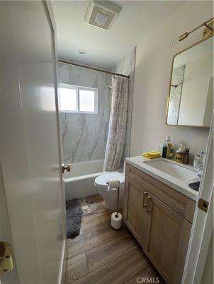 Bathroom, Interior, Marble Walls, Wood Texture Flooring