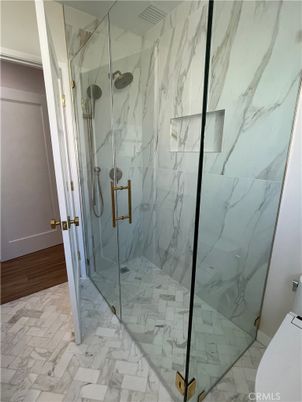 Bathroom, Glass Shower, Interior, Marble, Marble Walls