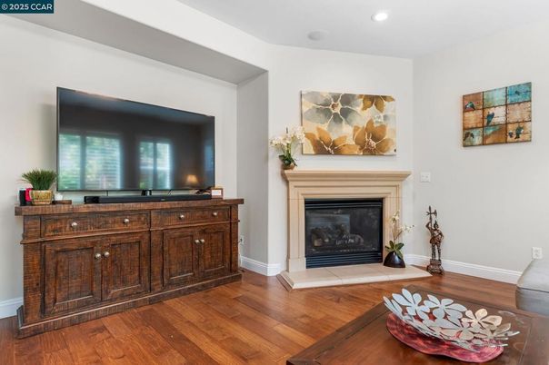 Fireplace, Interior, Recessed Lighting, Wood Texture Flooring