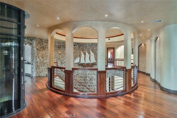 Interior, Recessed Lighting, Stone Walls, Wood Texture Flooring