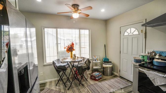 Dining room, Interior, Recessed Lighting, Wood Texture Flooring