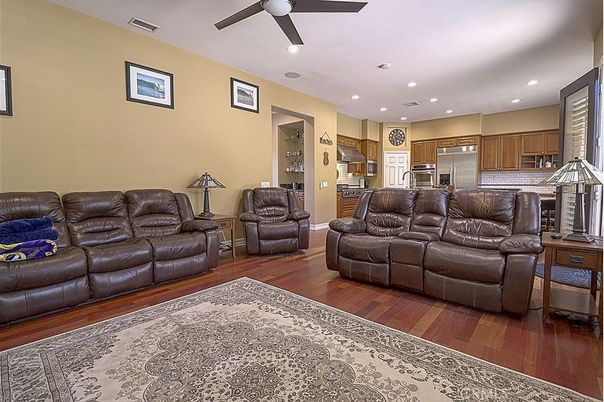 Interior, Kitchen, Living room, Recessed Lighting, Stainless Steel Appliances, Wood Texture Flooring