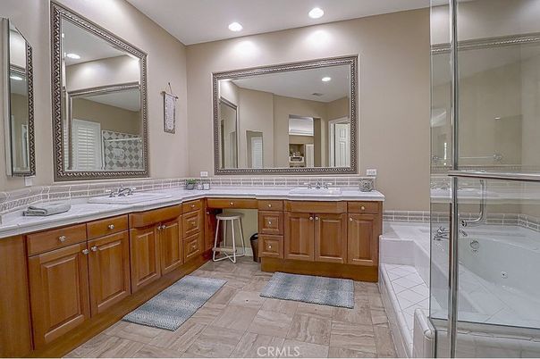 Bathroom, Dual Sink Vanities, Glass Shower, Interior, Recessed Lighting