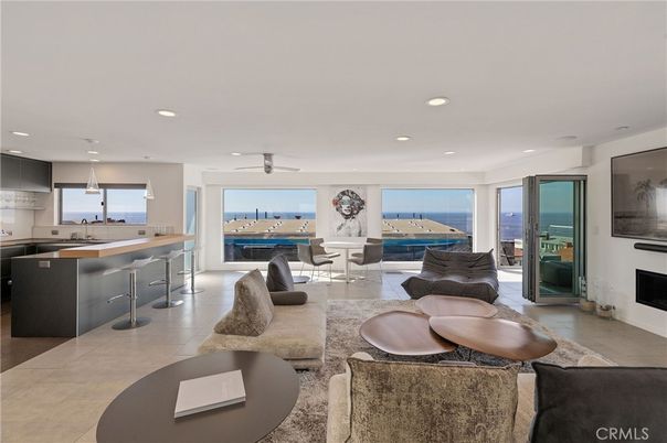 Fireplace, Interior, Kitchen, Living room, Pendant Lights, Recessed Lighting, Water