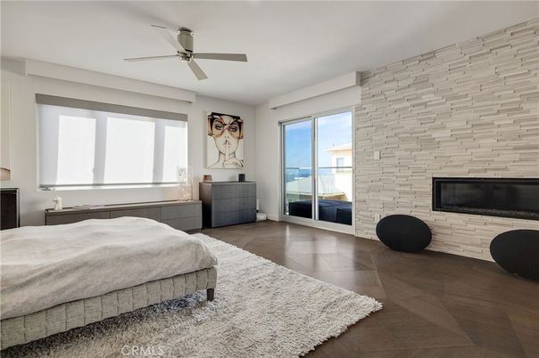 Bedroom, Interior, Stone Walls, Wood Texture Flooring