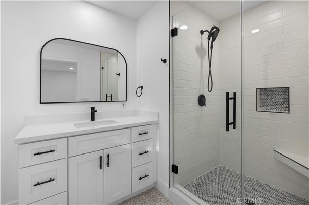 Bathroom, Dual Sink Vanities, Glass Shower, Interior, Recessed Lighting