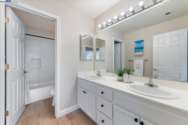 Bathroom, Dual Sink Vanities, Interior, Wood Texture Flooring