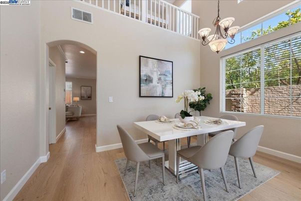 Chandelier, Dining room, Interior, Wood Texture Flooring