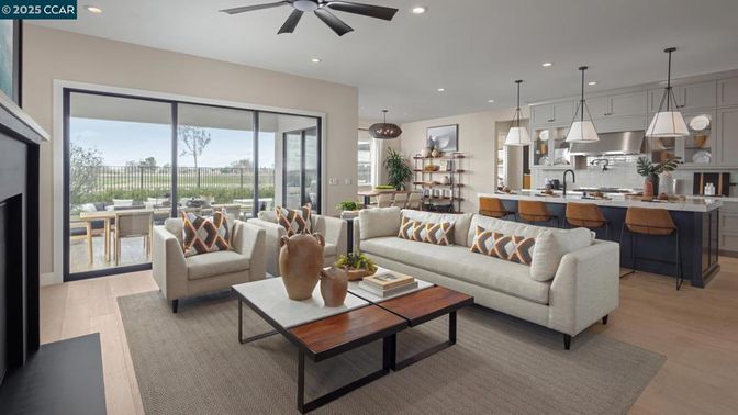 Interior, Kitchen, Living room, Pendant Lights, Recessed Lighting, Wood Texture Flooring