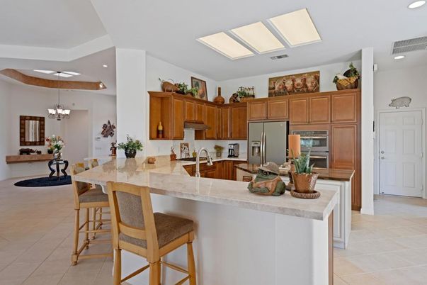 Chandelier, Interior, Kitchen, Recessed Lighting, Stainless Steel Appliances