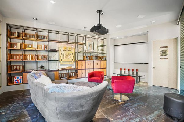 Interior, Living room, Projection Screen, Recessed Lighting, Theatre Room