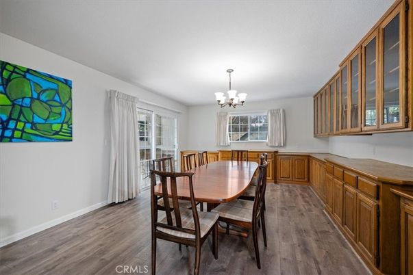Chandelier, Dining room, Interior, Wood Texture Flooring