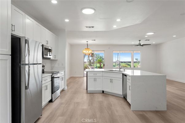 Chandelier, Interior, Kitchen, Pendant Lights, Recessed Lighting, Wood Texture Flooring