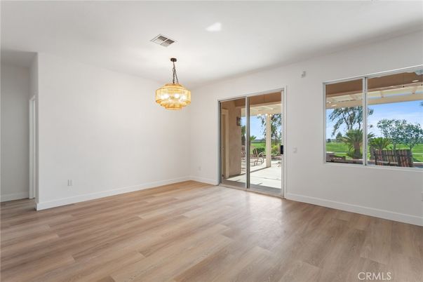 Chandelier, Empty room, Interior, Pendant Lights, Wood Texture Flooring