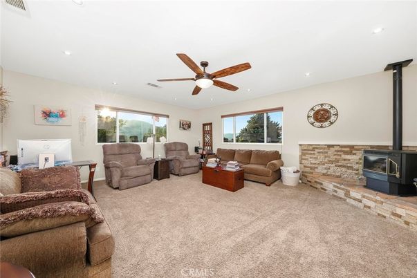 Fireplace, Interior, Living room, Recessed Lighting, Stone Walls