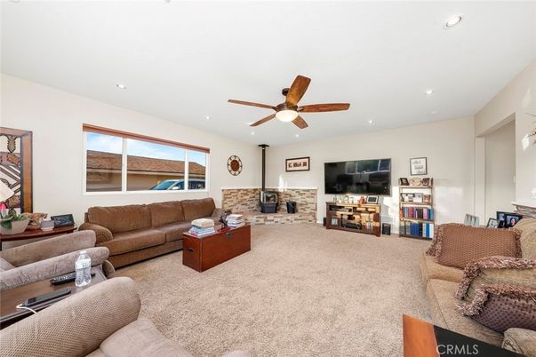Fireplace, Interior, Living room, Recessed Lighting, Stone Walls