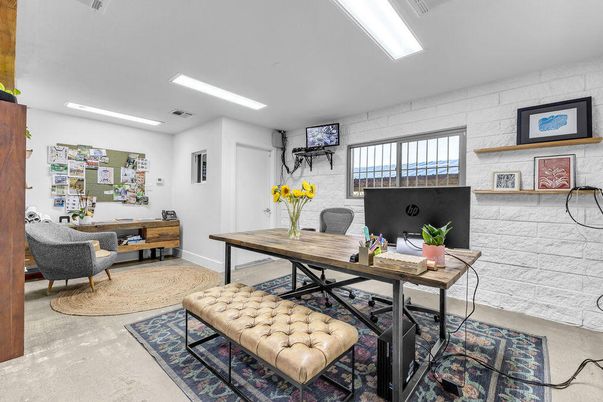Home Office, Interior, Recessed Lighting, Stone Walls