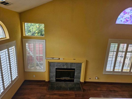Empty room, Fireplace, Interior, Wood Texture Flooring