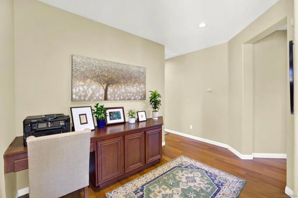 Home Office, Interior, Recessed Lighting, Wood Texture Flooring