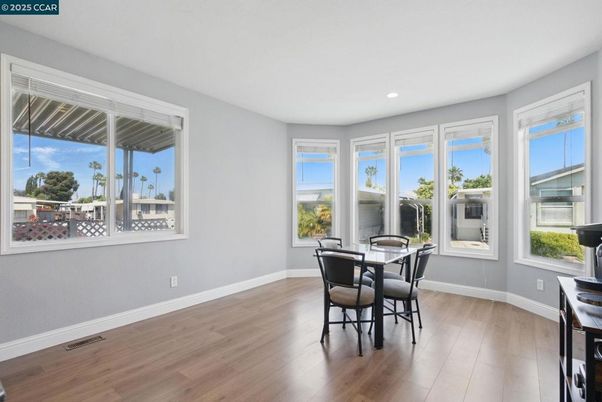 Dining room, Interior, Recessed Lighting, Wood Texture Flooring