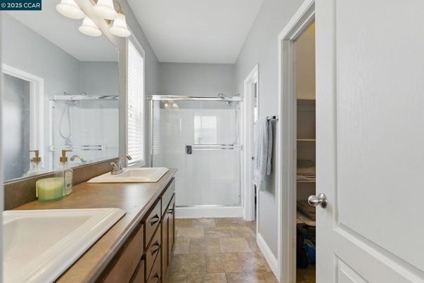 Bathroom, Dual Sink Vanities, Glass Shower, Interior