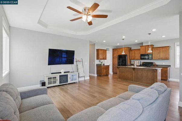 Interior, Kitchen, Living room, Pendant Lights, Recessed Lighting, Stainless Steel Appliances, Wood Texture Flooring