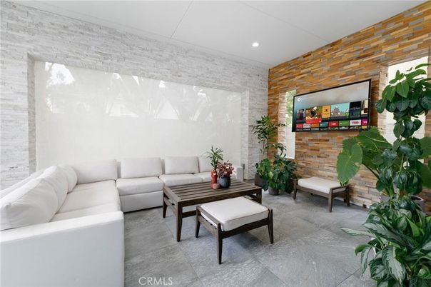 Interior, Living room, Recessed Lighting, Stone Walls