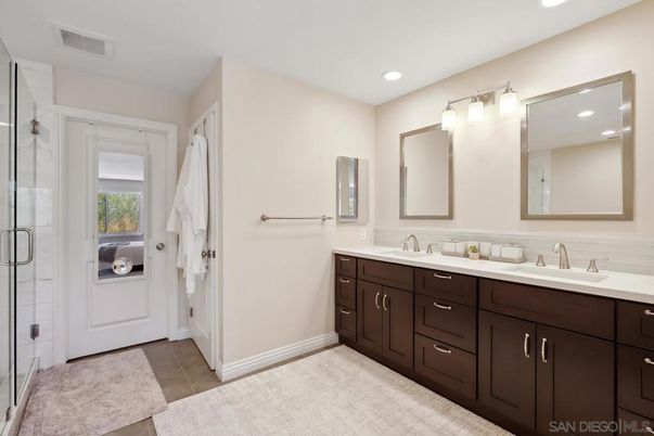 Bathroom, Dual Sink Vanities, Glass Shower, Interior, Recessed Lighting