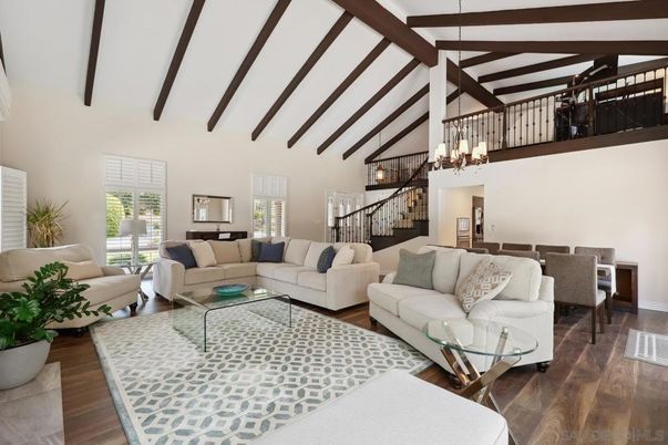 Chandelier, Dining room, Interior, Living room, Pendant Lights, Wooden Beams, Wood Texture Flooring